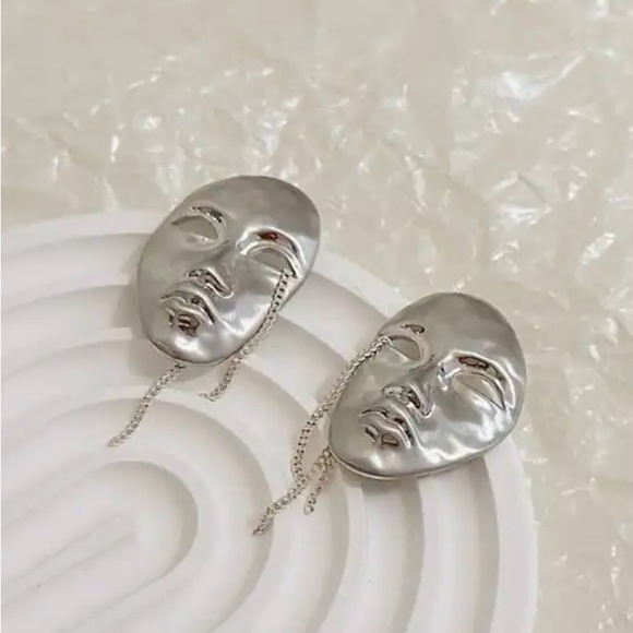 “Phantom of Opera” Silver Theatre Masquerade War Mask Sons of Harpy Tragedy Stud - Picture 3 of 16